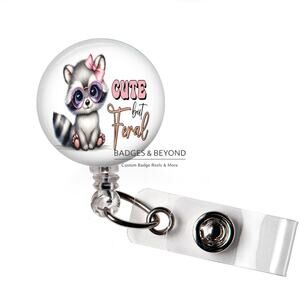 🦝😈 Cute But Feral Raccoon Badge Reel | Funny Retractable ID Holder
